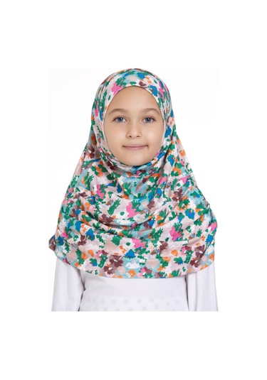 Zümrüt Pratik Hazır Geçmeli Genç Tesettür Bone Jakar Desenli Pileli Kendinden Boneli 2407 37 Zümrüt