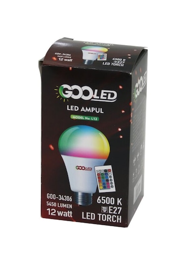 12w Kumandalı Rgb Renkli Led Ampul E27 5450 Lumen 6500k 15000 Saa