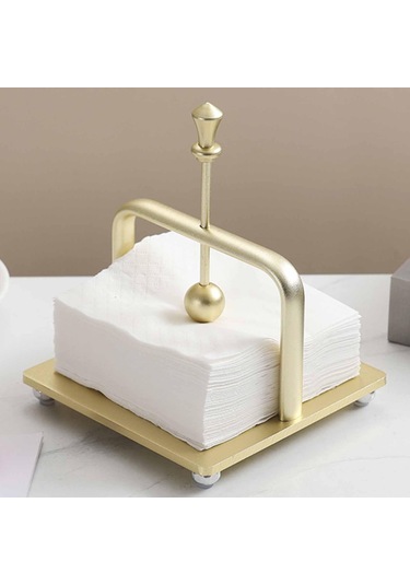 Homyl Peçetelik Metal Dekoratif İçecek Peçete Kutusu Yemek Altın
