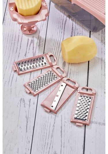 Cooker 5 Bıçaklı Hazneli Lüx Paslanmaz Çelik Rende Ckr3379-pembe Pembe