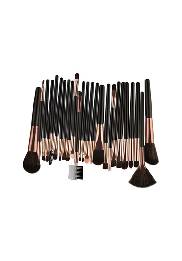 Hfambition 25'li Tam Makyaj Fırça Seti: Göz Farı, Kaş Ve Pudra Fırçaları - Yumuşak Fiber, Taşınabilir, Siyah Kolu Kahve Kutu