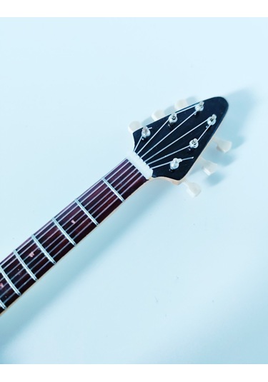 El Yapımı 1/4 Ölçek Minyatür Elektro Gitar Esp Flying V Flames