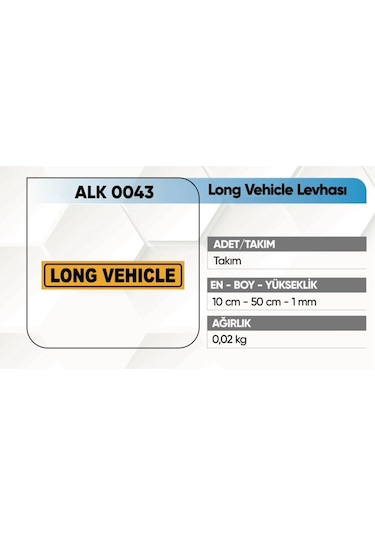 Alkotek Dorse Reflektif Long Vehicle Yazısı Yapış