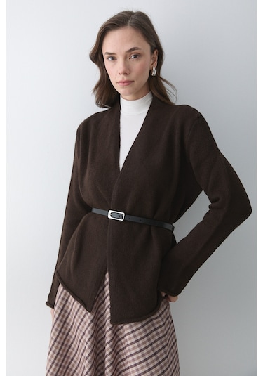 Koyu Kahve Kemerli Hırka - 241084 Koyu Kahverengi