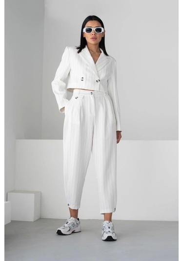 Olla Collection Pile Detaylı Pantolon Ekru Ekru