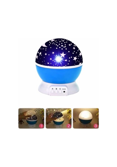 Yıldızlı Gece Lambası Mor Projeksiyon Görünümlü Masa Lambası Renk Değiştirebilen Çok Renkli
