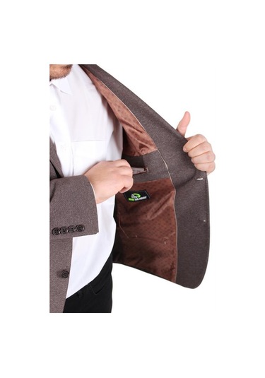 Starbattal Erkek Büyük Beden 4 Drop Blazer Sedef Ceket 500606 Kahverengi Kahverengi