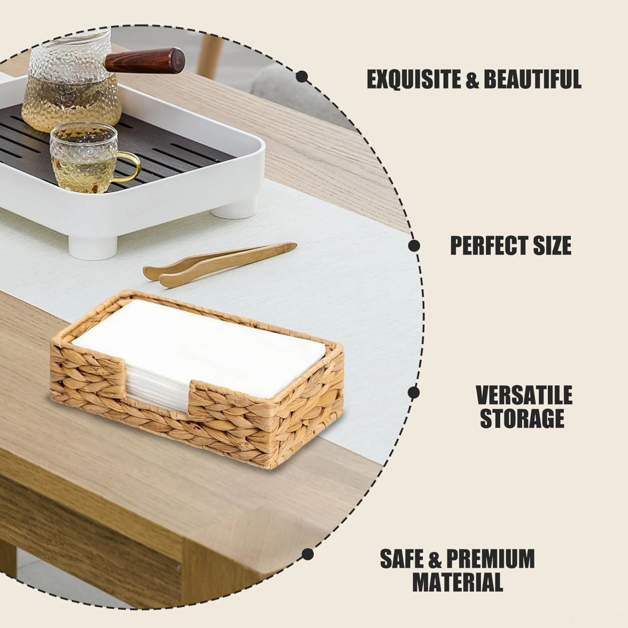 Skycity Doğal Sümbül Yapımı Çöp Sepeti - 24x13x7 Cm Mutfak/banyo Bezi & Küçük Eşya Depolama Sepeti