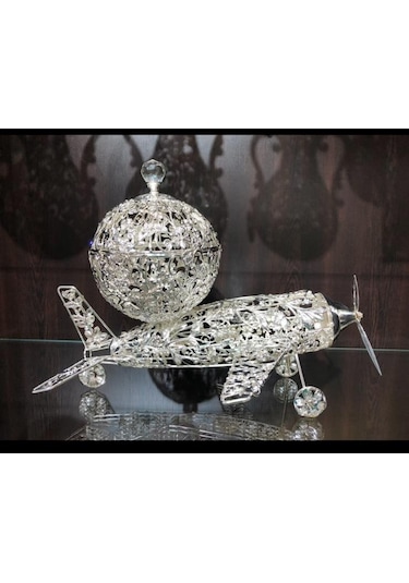 Gümüş Şekerlik Uçak Model Kapaklı Çikolatalık Lkm-174