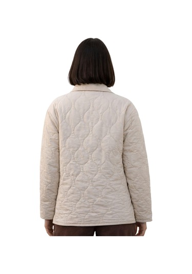 Kadın Desenli Çıtçıtlı Çift Cepli Oversize Kapitone Ceket-391 Taş
