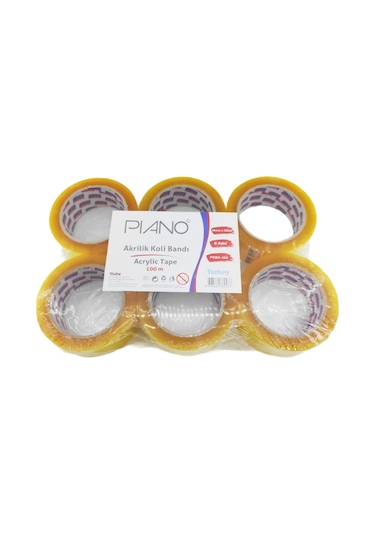Piano Akrilik Şeffaf Koli Bandı 100 M 6 Lı Paket