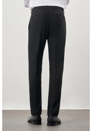 Siyah Düz Gabardin Esnek Yan Cep Slim Fit Classic Pantolon 1003245209 001 Siyah