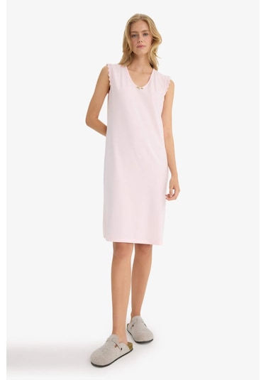 Defacto Regular Fit V Yaka Kolsuz Gecelik-fall İn Love F7001ax25aupn38 Pembe