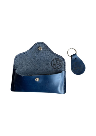 Lnderi Gerçek Deri Gözlük Kılıfı -  Deri Güneş Gözlüğü Kabı Mavi