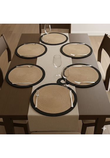 Servis Takımı Ameıkan Serıs Takımı Supla Takımı Jut Ip Halat Ip Kordon Ip Kahverengı Sıyah