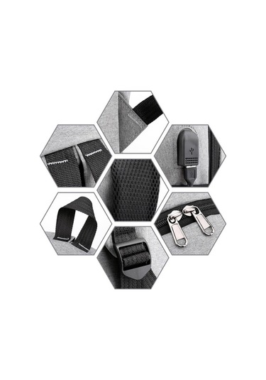 Reedark Erkek Kadın Laptop Sırt Çantası Siyah 3 Adet Çok Kapılı Çantası Siyah