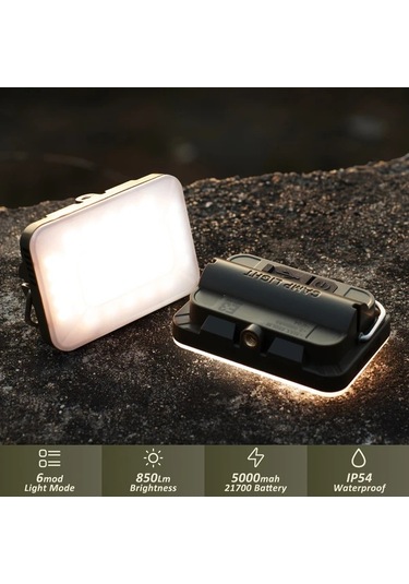 Xuweiwei Siyah Takım Rhemini Ultra Parlak 850 Lumens Tasinabilir Kamp Lambasi 6 Aydinlatma Modu 5000mah Pil Usb Sarj Ip54 Su Gecirmez Tripod Standi Sac Tokasi Bakır - Siyah