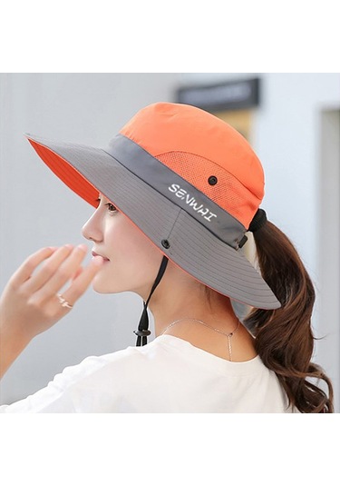 Uv Işınlarına Karşı Koruyucu Geniş Kenarlı Güneş Şapkası - Hafif Ve Konforlu Yaz Aksesuarı Turuncu