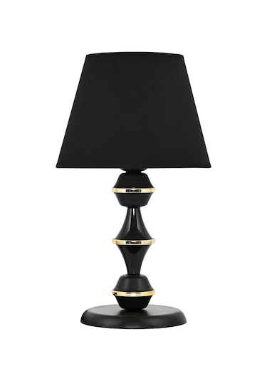 Gold Halkalı Berlin Abajur Masa Lambası Siyah Siyah - Altın
