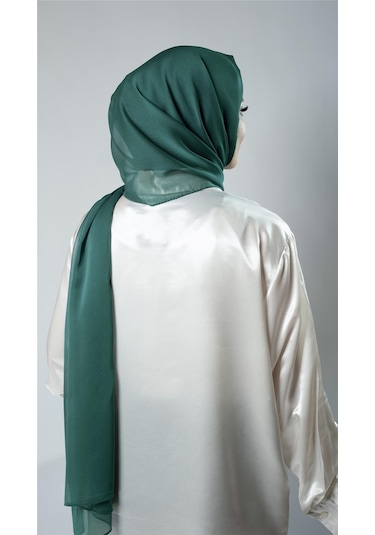 Zümrüt Düz Klasik Şal Şifon Kumaş Janjan Abiye 202108 37 Zümrüt