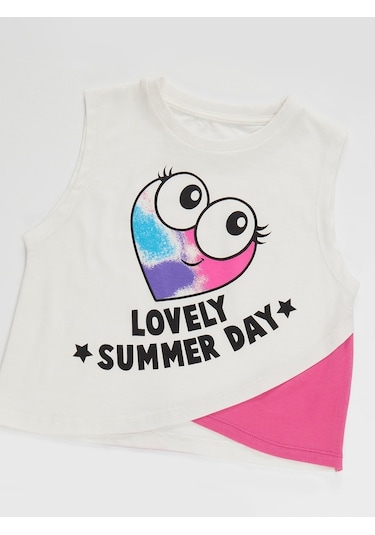 Denokids Mushi Kalp Batik Kız T-Shirt Etek Takım Çok Renkli