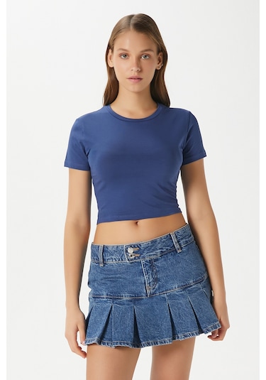Ritnice Kadın Serra %100 Pamuk Lacivert Crop Top Lacivert
