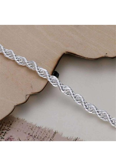 Kadın Bilezik Halat Bükülmüş Stil El Zinciri Bilezik Fasion Gümüş
