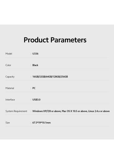Netac U336 Usb3.0 16gb U Disk Taşınabilir Yüksek Hızlı Yazma Korumalı Usb Flash Sürücü Geniş Uyumluluk Siyah