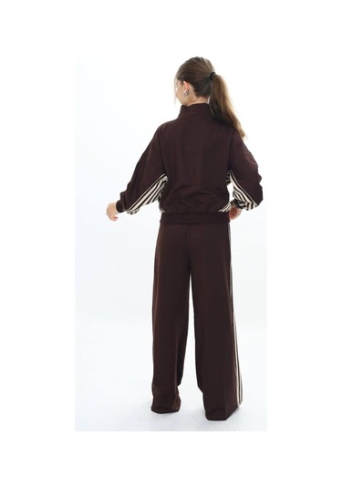 Kız Çocuk %100 Pamuk Oversize Alt&üst Uzun Kol Eşofman Takımı-183-eşt-0023 Kahverengi