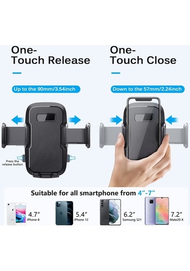 Pazly Araba Havalandırma Telefon Tutucu, 4-7 Inç Telefonlar İçin Esnek Ayar, Anti-cizim, Şarj Portu