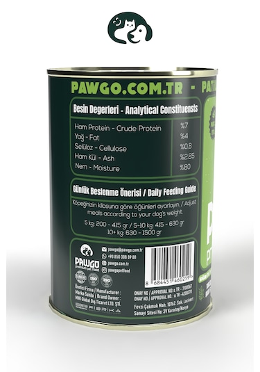 PAWGO Beef Prestige Sığır Etli Parça Etli Köpek Mama 12 x 415 G