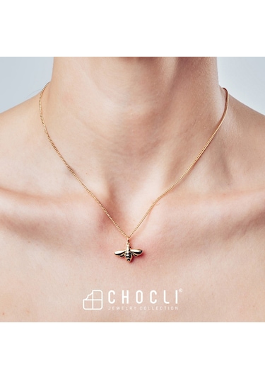 Chocli 18 Ayar Altın Kaplama Arı Kolye
