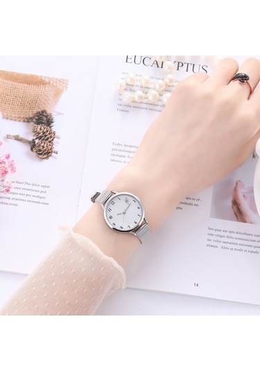 Padalink Kadınlar İçin Gümüş Renkli Minimalist Tasarımlı Kaliteli Çelik Bantlı Kalp İşaretli Akıllı Kol Saati Diğer