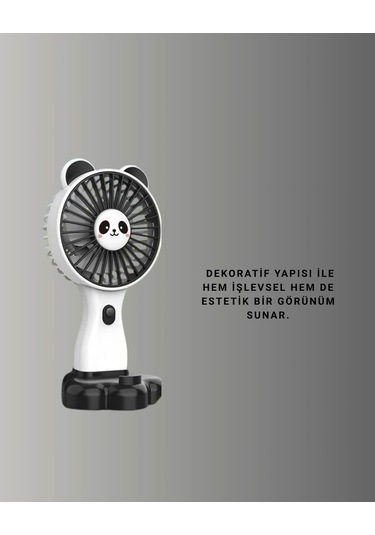 Dekoratif Panda Tasarımlı Küçük Boy Fan