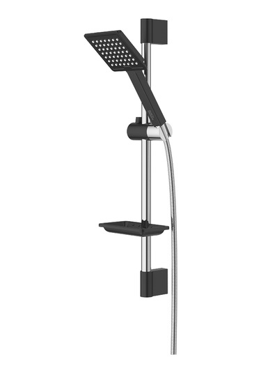 Diamond Colour Serisi Frame Siyah Krom Sürgülü Duş Seti Kare