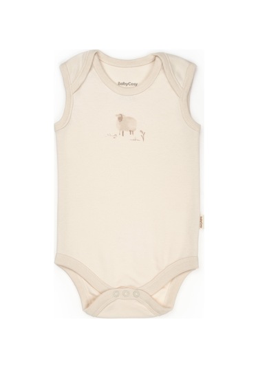 Bebek 2li Askılı Zıbın Body %100 Organik Pamuk - Bebek Ve Yenidoğan Serisi - Csy8175 Ekru