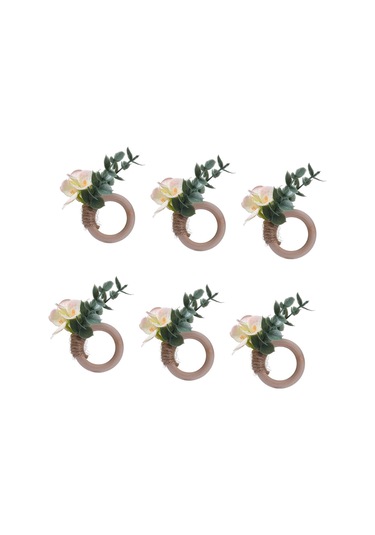 Homyl 6x Peçete Halkaları Parti Çiçekli Mutfak Festivali Tokaları Açık Sarı