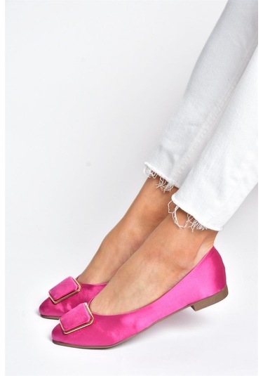 Fox Shoes P726776304 Fuşya Saten Kumaş Kadın Babet Fuşya