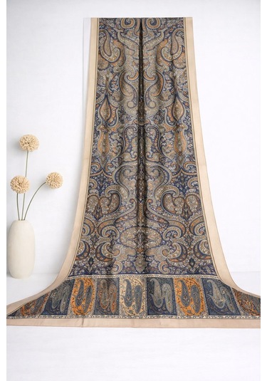 Shawl Secret Glamour Pamuklu Etnik S Al 2 - 52854 Krem Saks Krem
