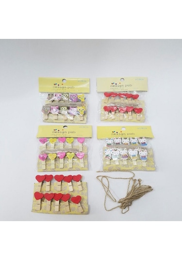 Ahşap Notluk İpli Mandal Çok Renkli