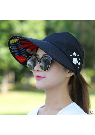 Kadınlar İçin Şık Ve Konforlu Yazlık Gündelik Kullanıma Uygun Uv Koruyucu Seyahat Güneş Şapkası Siyah