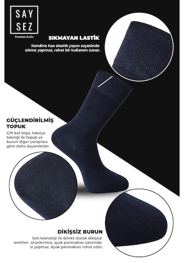 Bambu Erkek Soket Uzun Siyah-laci-füme Çorap Dikişsiz 3'lü Paket Siyah - Lacivert - Füme