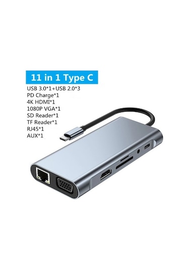 Grc Accessory 11in1 Macbook Pro Air Type-c Hub Dönüştürücü Adaptör Çevirici