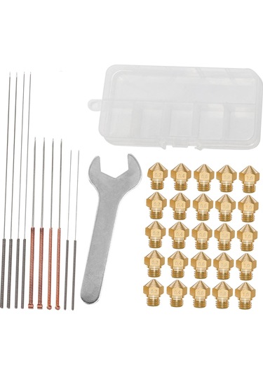 Yuntech01 3d Yazıcı Bakım Seti: Mk10 Bakır Nozzle 0.2-1.0mm , Paslanmaz Çelik İğneler Ve 21mm Anahtar - Taşınabilir Depolama Kutusu İçerir