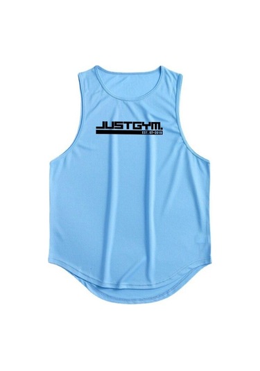 Mavi Muscleguys Yaz Erkek Spor Giyim Rahat Baskılı Tank Top Vücut Geliştirme Fitness Slim Fit Çabuk Kuruyan Yelek Egzersiz Mavi