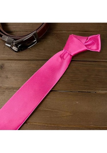 Tezzgelsin Erkek Saten Kravat ve Mendil Set Fuşya