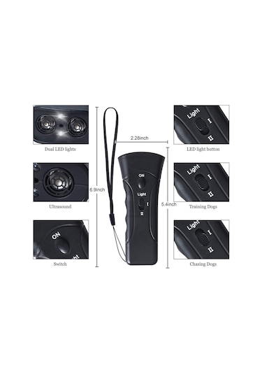 Hallow Ultrasonik Çift Kafa Havlama Önleyici Köpek Eğitim Siyah