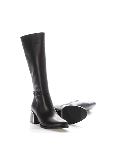 Hakiki Deri Kürklü Kadın Dolgu Topuk Çizme 064kza267 Siyah