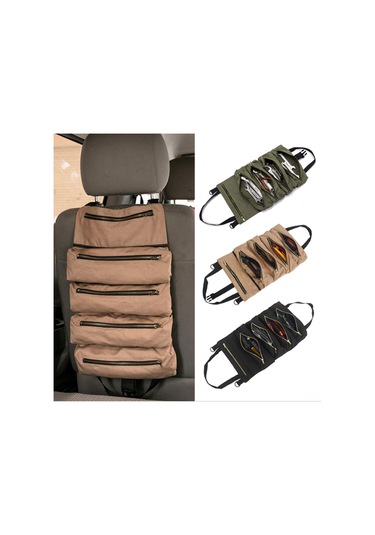 Xiyyadms Siyah Kumaşlı Çok Amaçlı Alet Çantası, 5 Cepli, Fermuar Ve Kanca Tasarımı, Duvar Takma Opsiyonu, Ev, Araba, Dış Mekan Ve Endüstriyel Kullanım İçin Alet Saklama Çantası Siyah