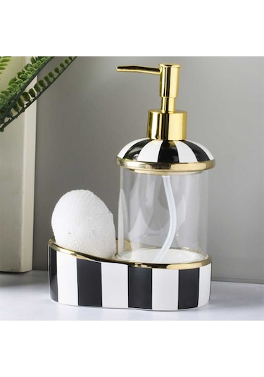 Perotti 16723 Maura Nero Süngerlikli Fırçalı Sıvı Sabunluk Seti